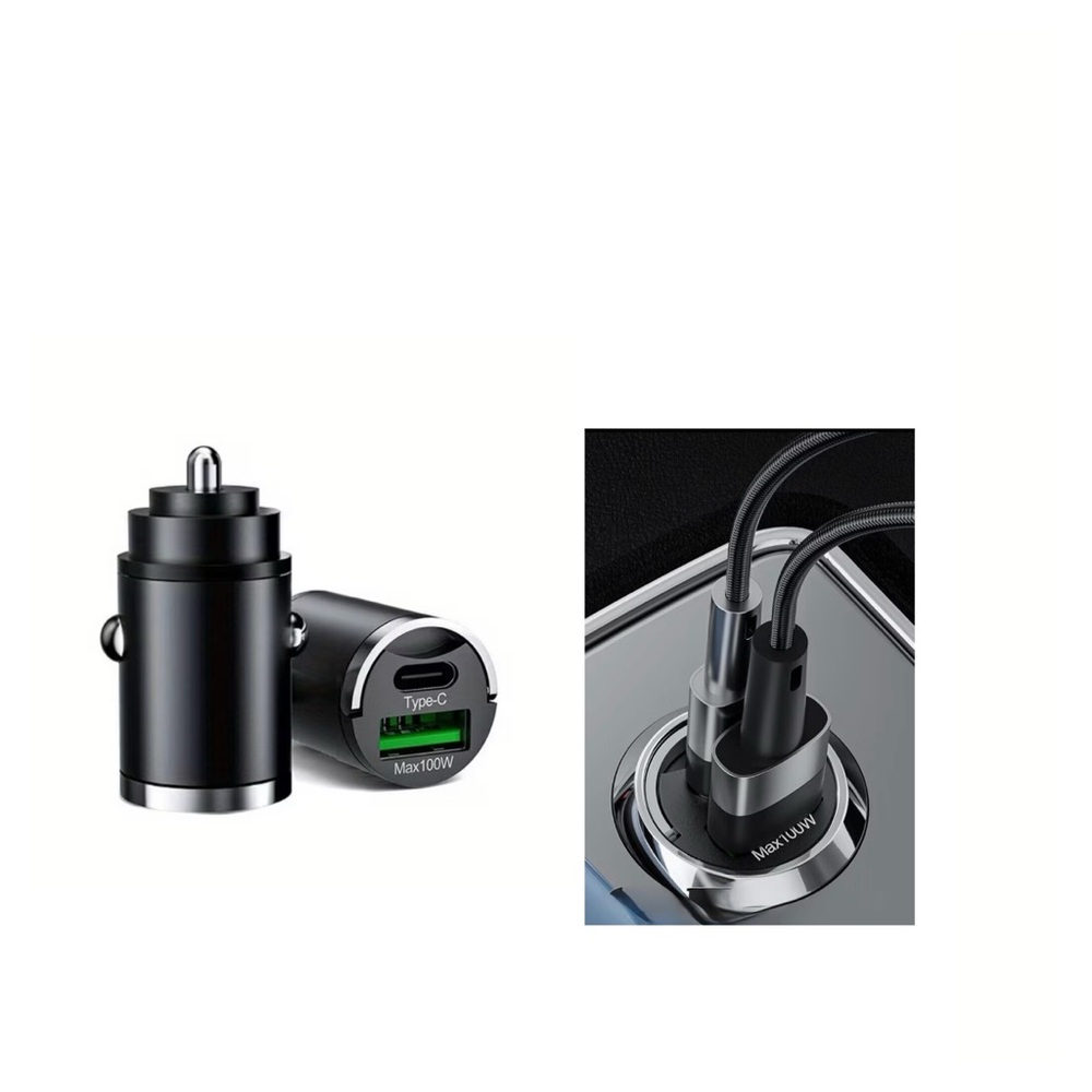Universal Black USB-C & USB Car Charger - Fast 100W Charging